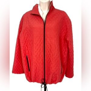 EUC Chico's by Design 100% Slik Light Weght Fully Line orange jacket SZ 1 8-10